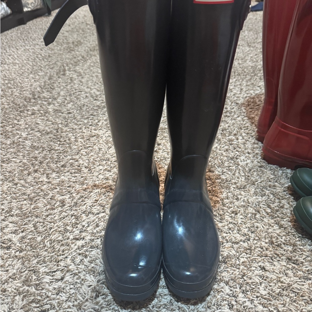 Hunter Charcoal Buckle Rain Boots